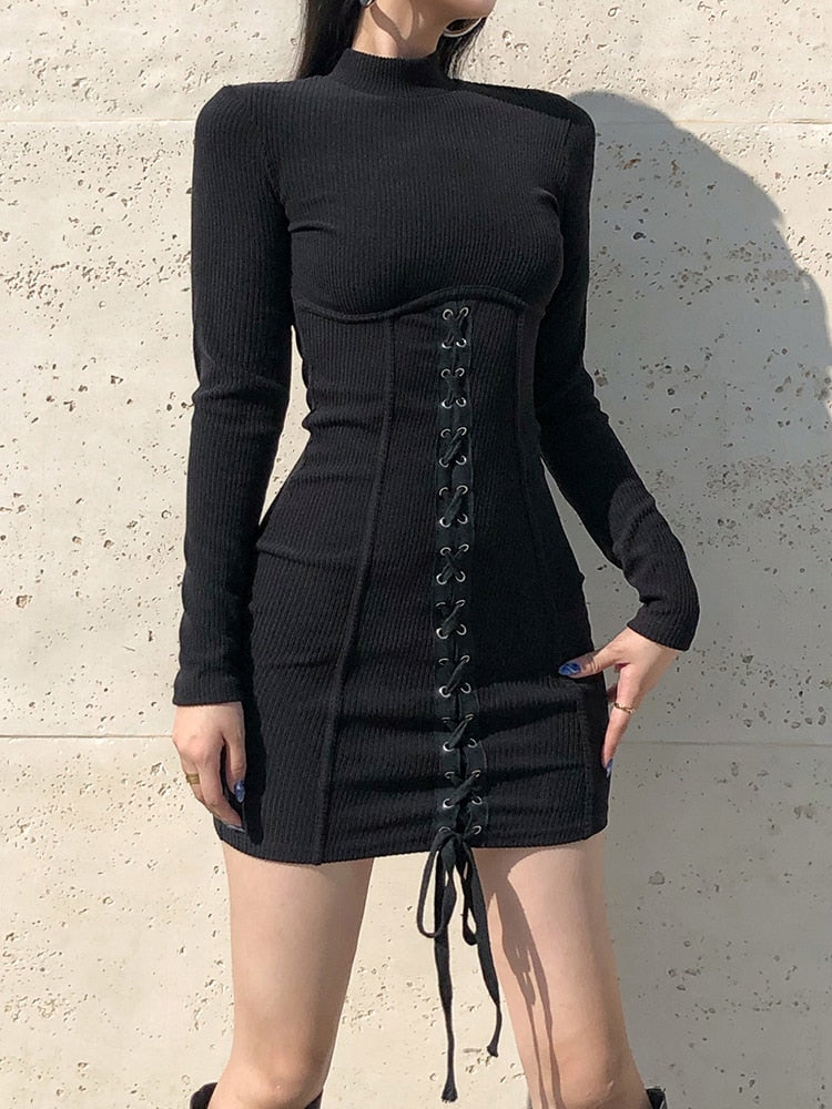 Laced Up Noir Dress
