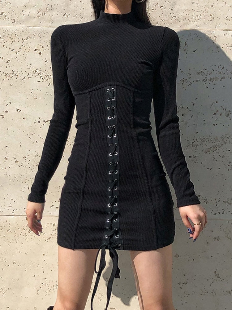 Laced Up Noir Dress