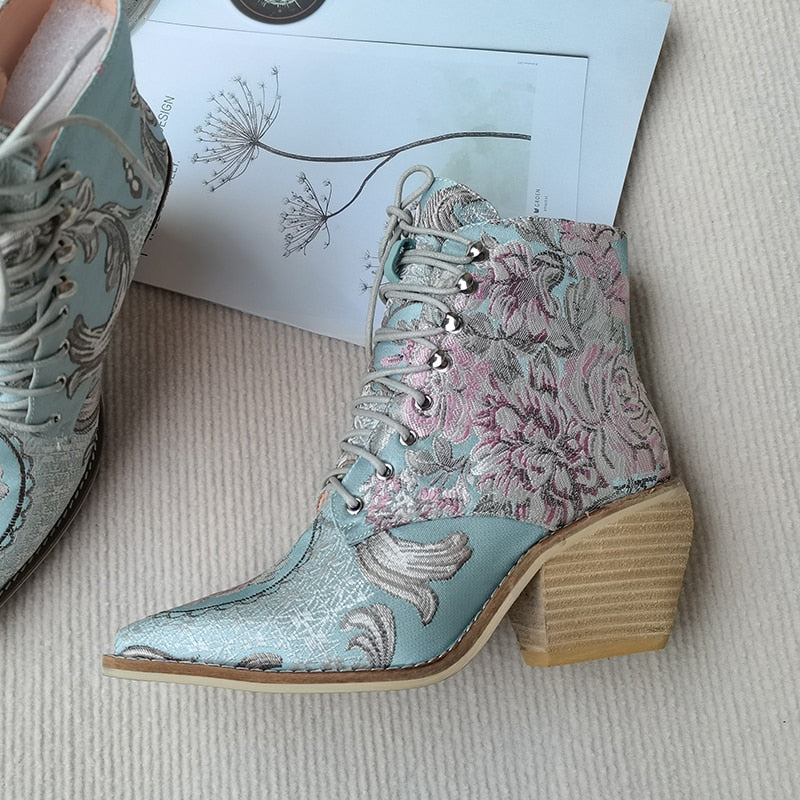 Embroidered Flower Boots